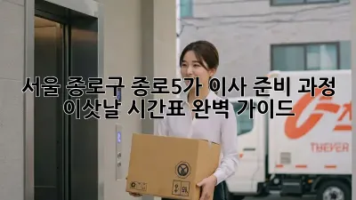 서울 종로구 종로5가 이사 준비 과정: 이삿날 시간표 완벽 가이드